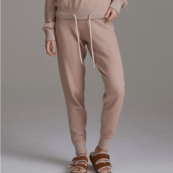 Varley Alice Sweat Pant Drawstring Joggers Praline Stripe Knit Size XS - Picture 1 of 6